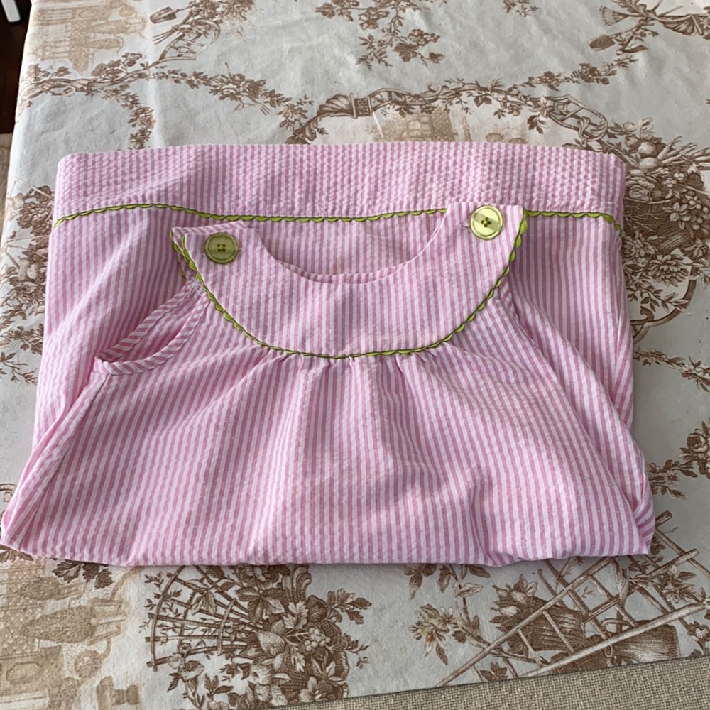 Pink white seersucker dress